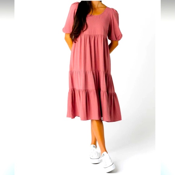 NWT- Brass & Roe  Linen Scoop Neck Dress with Pockets! - Picture 4 of 5